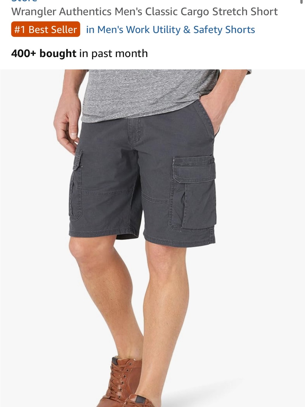 Wrangler Men's Gray Cargo Shorts with Utility Pockets NWT